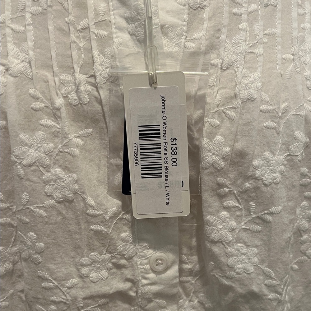 johnnie-O White Embroidered Button-Front Puff Sleeve Top - Picture 2 of 5